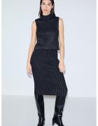 JIMMY KEY Fusta midi cambrata cu design stralucitor - Negru