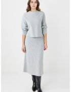 JIMMY KEY Fusta midi cu model torsade - Gri deschis