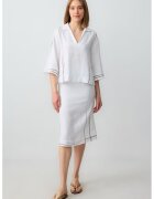 JIMMY KEY Fusta midi din in cu model uni - Alb