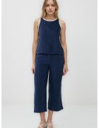 JIMMY KEY Pantaloni capri din in cu croiala ampla - Albastru indigo
