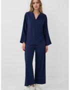 JIMMY KEY Pantaloni crop cu croiala ampla - Bleumarin