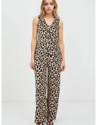 JIMMY KEY Pantaloni cu animal print si croiala ampla - Negru/Bej deschis