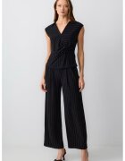 JIMMY KEY Pantaloni cu model in dungi si talie inalta - Negru