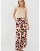JIMMY KEY Pantaloni cu talie inalta si model grafic - Visiniu/Bej/Rosu inchis