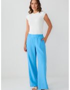 JIMMY KEY Pantaloni din amestec de lyocell cu talie elastica - Albastru glaciar