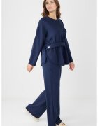 JIMMY KEY Pantaloni drepti din amestec de modal cu buzunare - Bleumarin