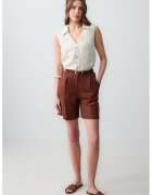JIMMY KEY Pantaloni scurti de in cu talie inalta - Maro inchis