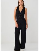 JIMMY KEY Pantaloni texturati cu croiala ampla - Negru