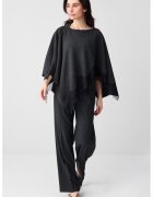 JIMMY KEY Poncho asimetric cu detalii din dantela - Gri inchis melange