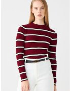 JIMMY KEY Pulover slim fit cu model in dungi - Alb/Negru/Rosu inchis