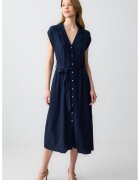 JIMMY KEY Rochie-camasa din amestec de in - Bleumarin