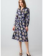 JIMMY KEY Rochie din amestec de modal cu croiala in A si model floral - Roz/Bleumarin