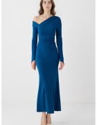 JIMMY KEY Rochie maxi cu decolteu pe un umar - Albastru royal