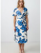 JIMMY KEY Rochie midi petrecuta - Albastru royal/Alb murdar
