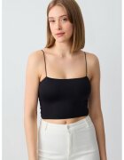 JIMMY KEY Top crop cu bretele inguste - Negru