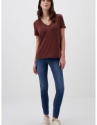 JIMMY KEY Tricou cu decolteu in V - Maro cognac
