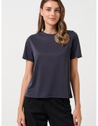 JIMMY KEY Tricou cu decolteu la baza gatului - din amestec de modal Stiziano - Negru stins