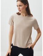JIMMY KEY Tricou cu decolteu la baza gatului Tiziano - Maro taupe deschis