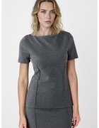 JIMMY KEY Tricou cu model uni si decolteu barcuta - Gri inchis melange