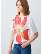 JIMMY KEY Tricou din bumbac cu imprimeu floral - Rosu/Alb