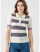 JIMMY KEY Tricou polo cu dungi - Alb murdar/Bleumarin