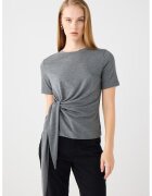 JIMMY KEY Tricou uni cu fronseu - Gri inchis