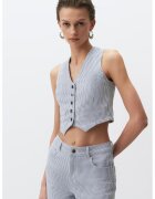 JIMMY KEY Vesta crop slim fit - Gri/Alb murdar