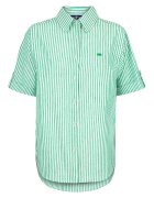 Jimmy Sanders Camasa din bumbac si in cu maneci scurte - Alb optic/Verde aquamarin