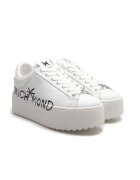 John Richmond Pantofi sport cu talpă înaltă și logo tip graffiti - Alb