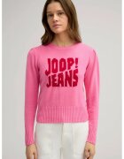 JOOP Jeans Pulover cu guler rotund si imprimeu frontal - Roz