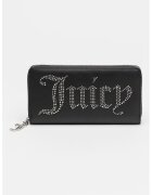 Juicy Couture Portofel din piele ecologica cu nituri decorative si fermoar - Negru/Argintiu