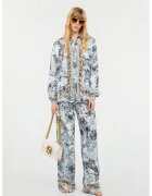 Just Cavalli Pantaloni largi cu imprimeu floral și elastic în talie - Albastru