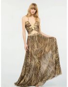 Just Cavalli Rochie lunga cu animal print si bretele reglabile - Maro