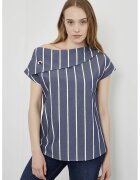 Just Like You Bluza asimetrica cu dungi - Alb/Bleumarin