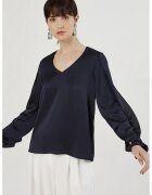 Just Like You Bluza din satin cu decolteu in V - Albastru ultramarin
