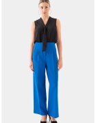 Just Like You Pantaloni drepti crop cu pensa - Albastru royal