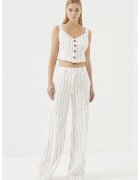 Just Like You Pantaloni drepti cu dungi - Alb/Coral