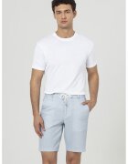 Just Like You Pantaloni scurti cu model texturat si snur in talie - Albastru deschis