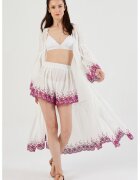 Just Like You Rochie cu broderie si decolteu in V - Alb/Violet tyrian