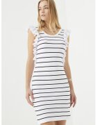 Just Like You Rochie cu volane si dungi - Negru/Alb optic