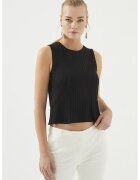 Just Like You Top crop cu striatii - Negru