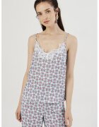 Just Like You Top cu garnitura cu dantela si model - Roz fandango/Albastru deschis