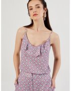 Just Like You Top cu garnitura cu volan - decolteu in V si model - Lila/Albastru deschis