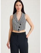 Just Like You Vesta crop cu modle houndstooth - Negru/Gri deschis