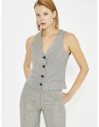 Just Like You Vesta cu model houndstooth si decolteu in V - Auriu/Alb fildes/Negru