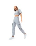 Justhype Pantaloni - Sweat Crop T-Shirt-Cargo Joggers LABON004 - Gri - Gri
