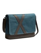 KAFT Geanta messenger unisex Nevend Asphalt - Negru/Albastru petrol - 32x41x6