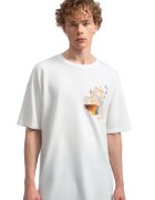 KAFT Tricou unisex cu broderie - Gri deschis/Portocaliu/Alb murdar