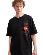 KAFT Tricou unisex cu imprimeu abstract - Negru/Coral