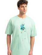 KAFT Tricou unisex cu imprimeu geometric - Portocaliu/Verde pal